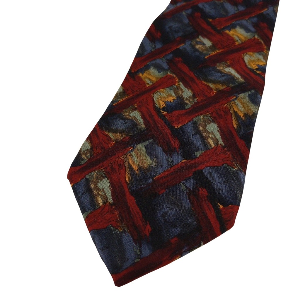 J. Garcia Collectors Edition Mens Silk Tie Abstract Red Blue Gold